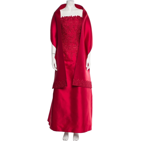 Helen Morley Silk Evening Gown Size 14 Red - Picture 1 of 5
